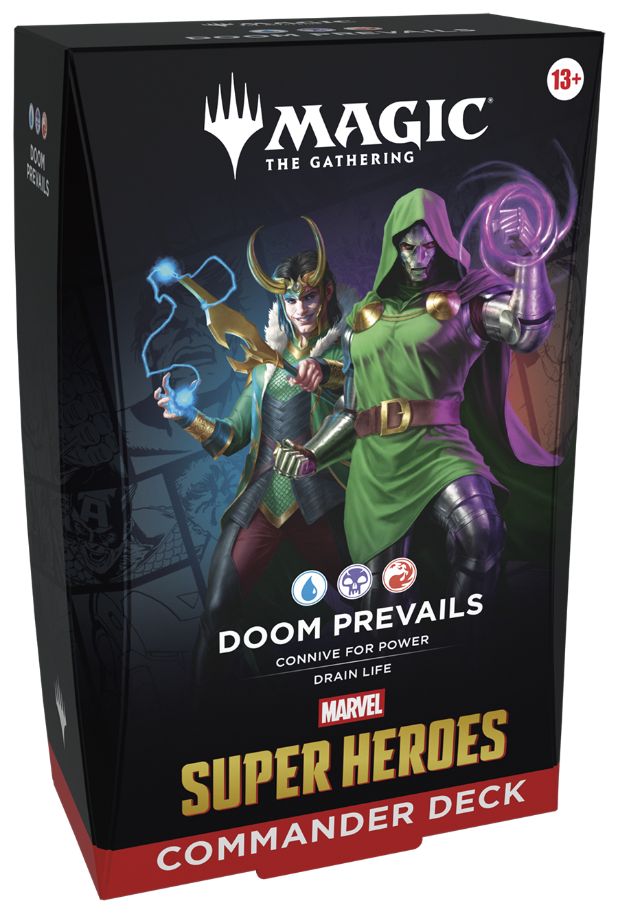 MTG Marvel Super Heroes Commander Deck Doom Prevails box front (English)